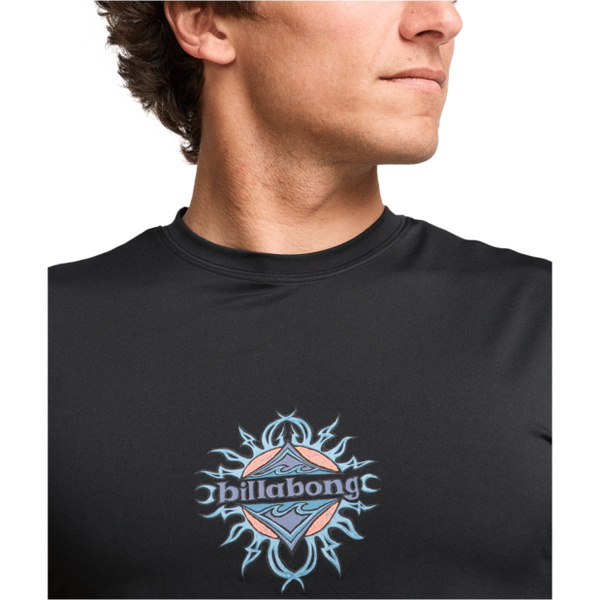 2026 Billabong Mens Solar Flare Loose Fit Short Sleeve Rash Vest EBYWR03028 - Black